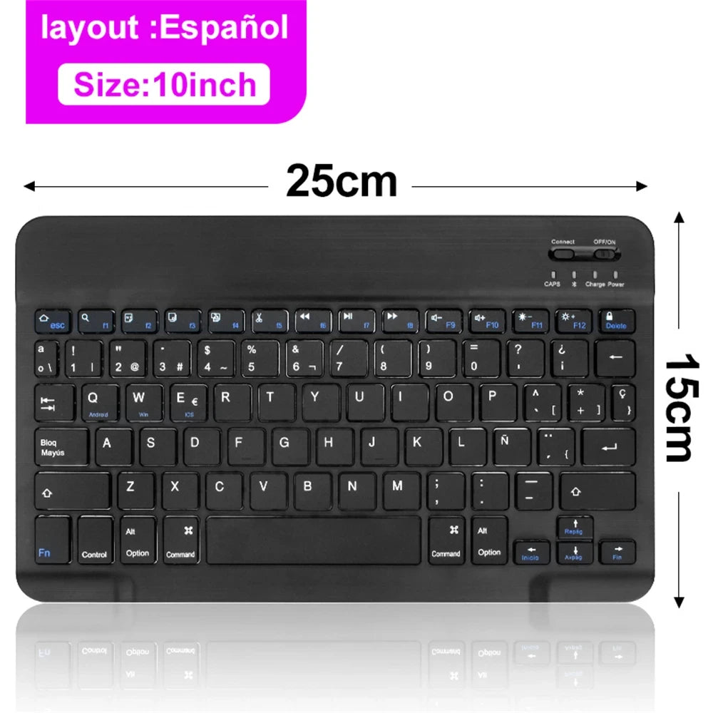 Wireless Bluetooth Keyboard and Mouse, for iOS, Android, Windows, Tablet, iPad Air Mini Pro, Spanish, Korean, Portuguese, Russian