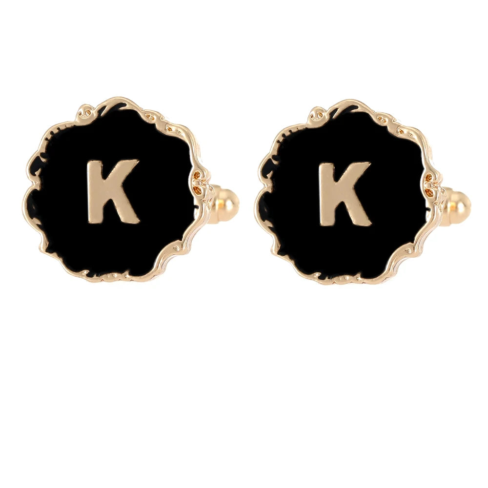 Boutons de manchette classiques pour hommes, 26 lettres initiales de l'alphabet, A B C D E F G H I J K L M N O P Q R S T U, bouton à manches V W X Y Z