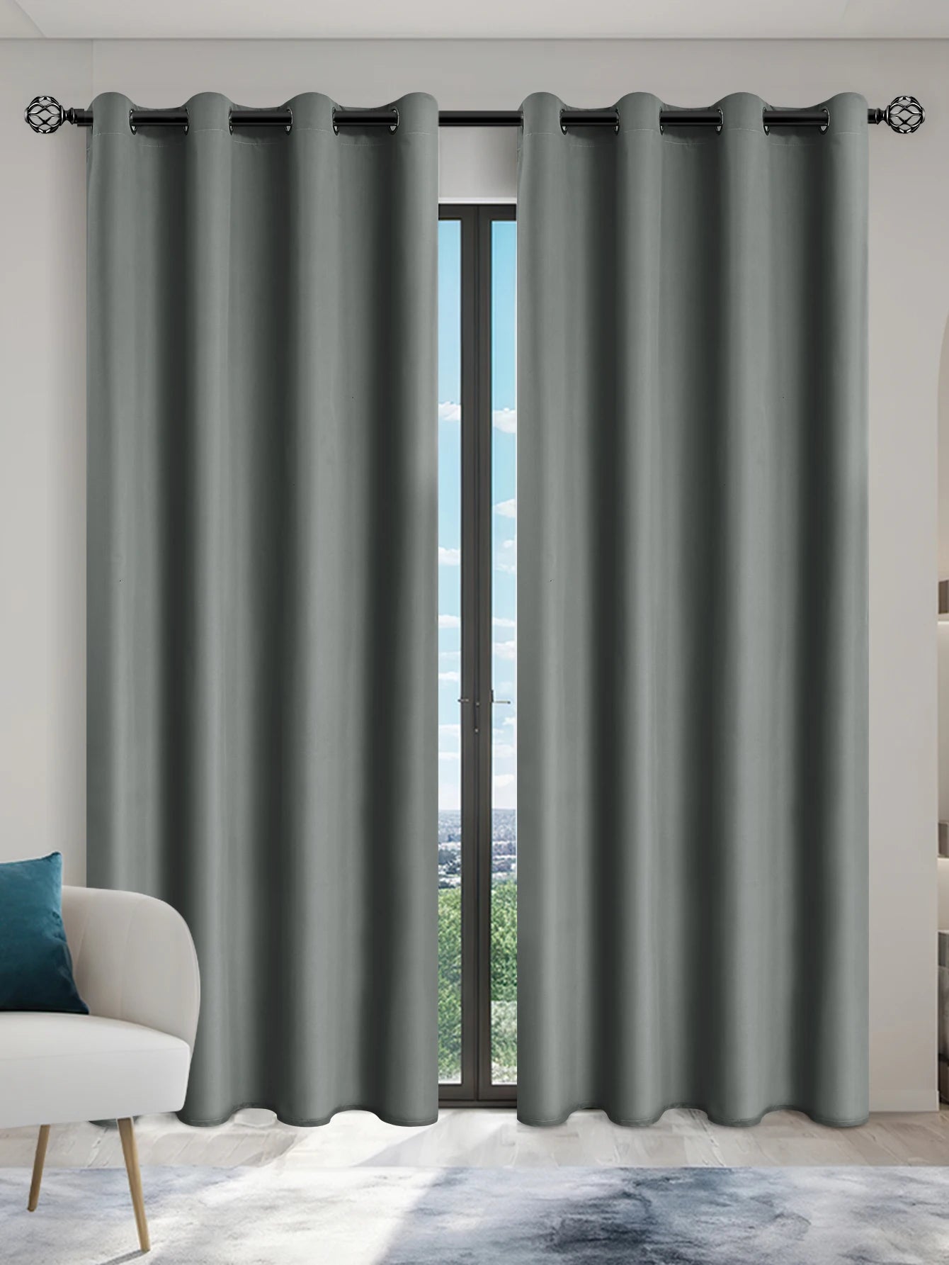 Rideaux occultants 100% solides avec œillets, rideaux de confidentialité totale pour chambre à coucher, beaux rideaux pour salon, 1 pièce