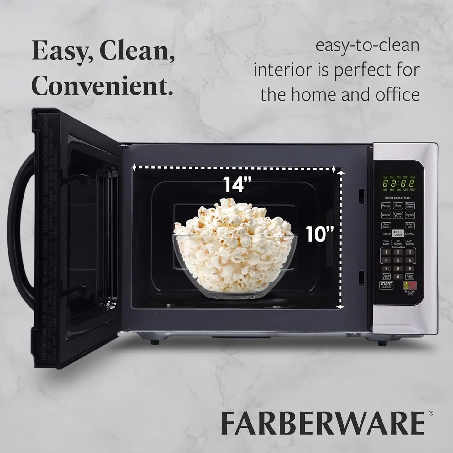 1,2 Cu. Four à micro-ondes de comptoir – 1000 Watts de puissance, réglages de cuisson automatiques intelligents, dégivrage, nettoyage facile et protection enfant