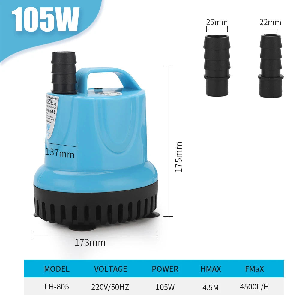 Pompe à eau pour aquarium 10/18/25/45/60/85/105W — aspiration de fond, filtre