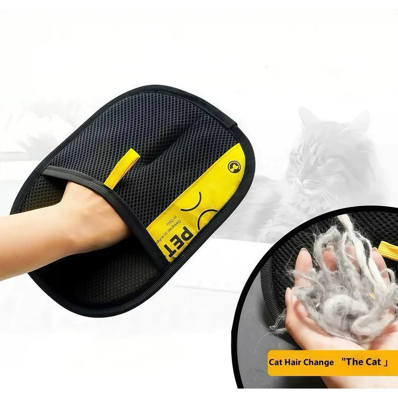 Gants d'épilation pour animaux de compagnie électrostatiques pour chats et chiens, gant de toilettage réutilisable et lavable avec brosse à rouleau anti-peluches 2 en 1, sans danger pour les chiens