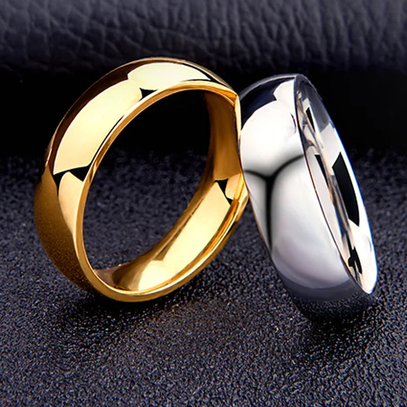 6mm Simple Titanium Ring for Women and Men, Allergy Prevention, Highly Polished Wedding Bands, Stainless Steel, Couple Finger Jewelry, Gifts