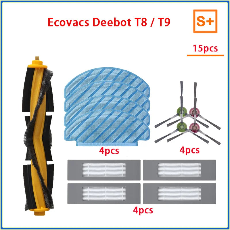 Dust Bag Parts for ECOVACS Deebot T9 AIVI T8 AIVI N8 Pro Robot Vacuum Cleaner, Main Side Brush, HEPA Filter, Replacement Accessories