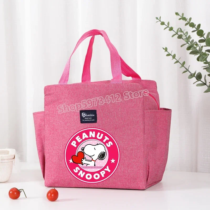 Bolsa isotérmica portátil para el almuerzo y bebidas de Snoopy, bolsa isotérmica para alimentos, caja térmica, bolsa de picnic, bolsas de transporte, bonito regalo para niños