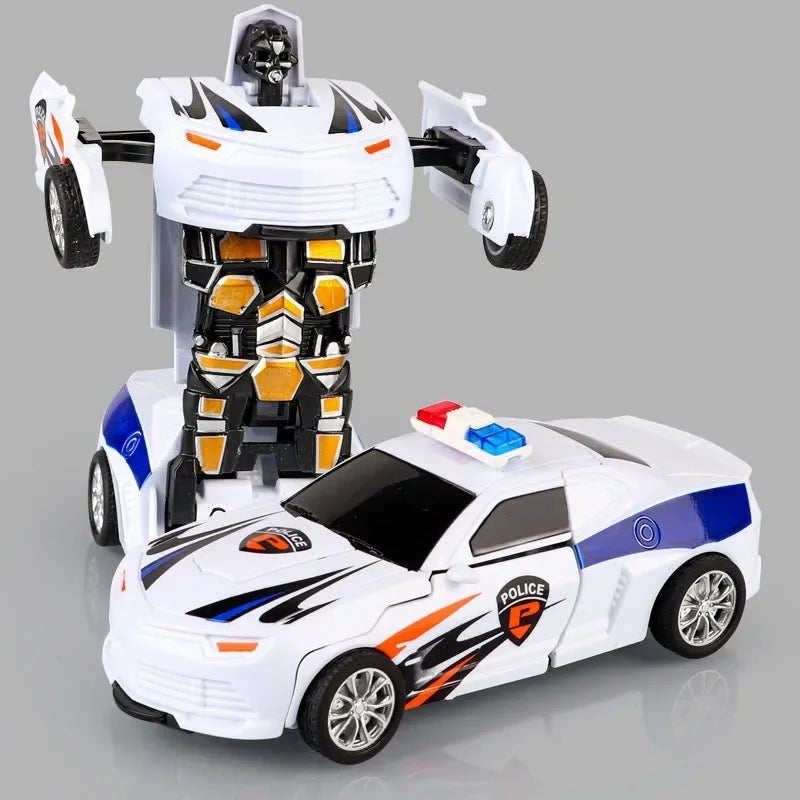 Coche de juguete de cambio de forma de impacto inercial para niños, robot Autobot de cambio de forma con un solo botón, rompecabezas de cambio de forma, colisión
