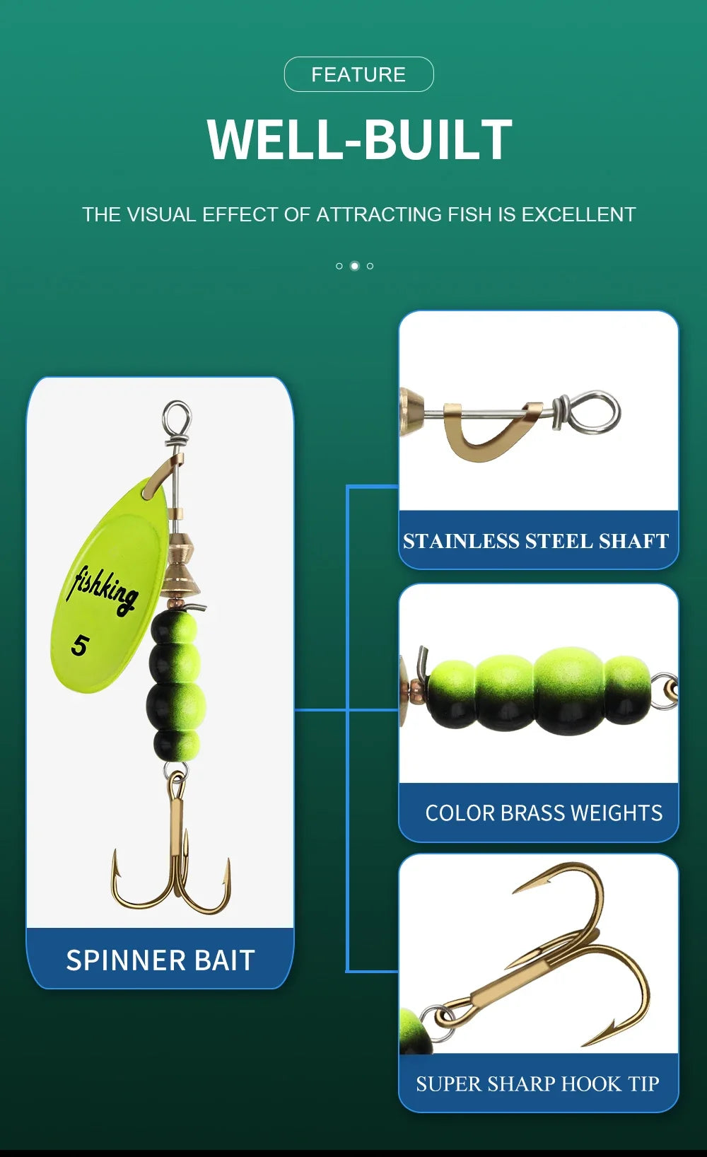 NGB métal leurre de pêche Spinner appâts 1 pièces 3.9g 4.6g 7.4g 10.8g 15g cuillère rotative leurres Spinners avec triples crochets brochet appâts