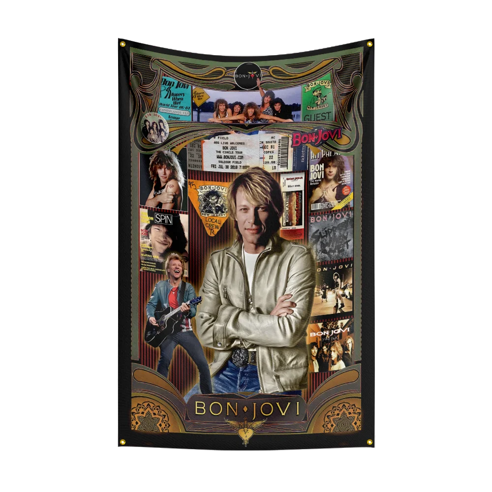 Bandera impresa digitalmente en poliéster, grupo de Rock pesado b-bons-joviss, 3x5 pies, para dormitorio, arte de pared, tapiz de puerta exterior, decoración