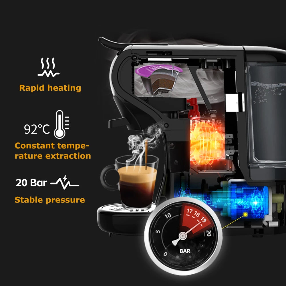 Cafetera Hiinvasive W, cafetera de cápsulas múltiples de frío y calor, cafetera de cápsulas espresso, leche Dolce, Ncomputing so, polvo Hl'autorisation, 19 bares, 4 en 1