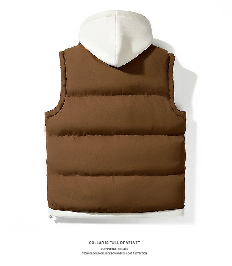 Veste d'hiver à capuche pour hommes, manteau en duvet de coton, gilet épais, gilet chaud, manteau décontracté