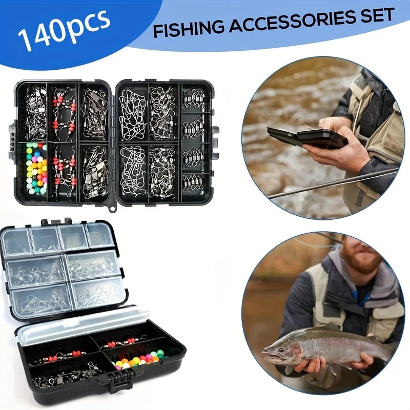 Kit d'outils de pêche, ensemble d'accessoires pour leurres, matériel de pêche pour débutants, plombs et crochets, boîte de matériel Portable, pêche complète