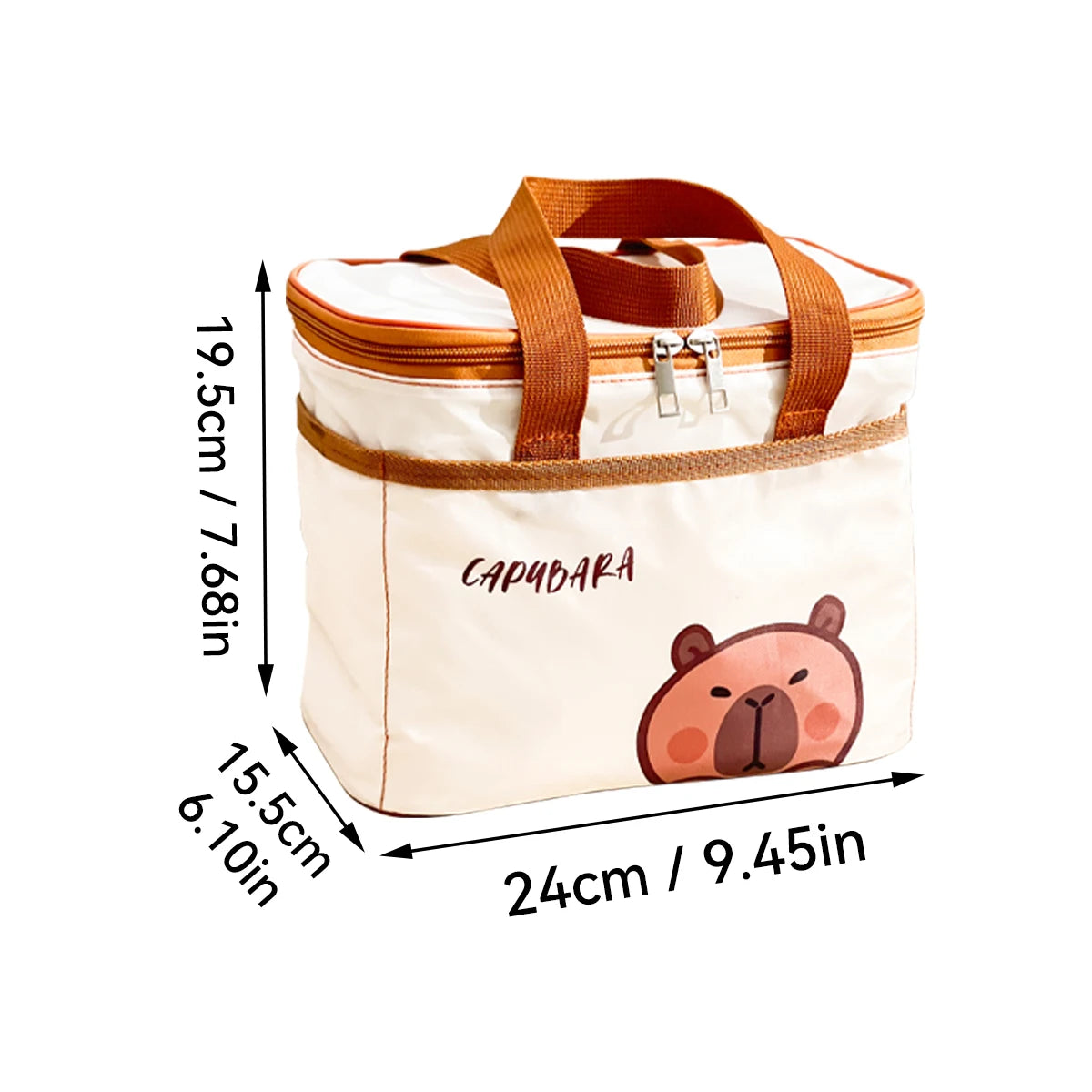 Sac à déjeuner isolé Capybara mignon pour étudiant enfant, sac thermique Portable de grande capacité étanche pour aliments, sac isotherme réutilisable pour pique-nique