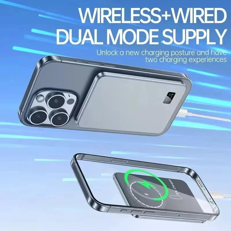 Batterie Externe Magnétique Sans Fil Ultra-Fine 500000mAh — Charge Super Rapide, Écran LED