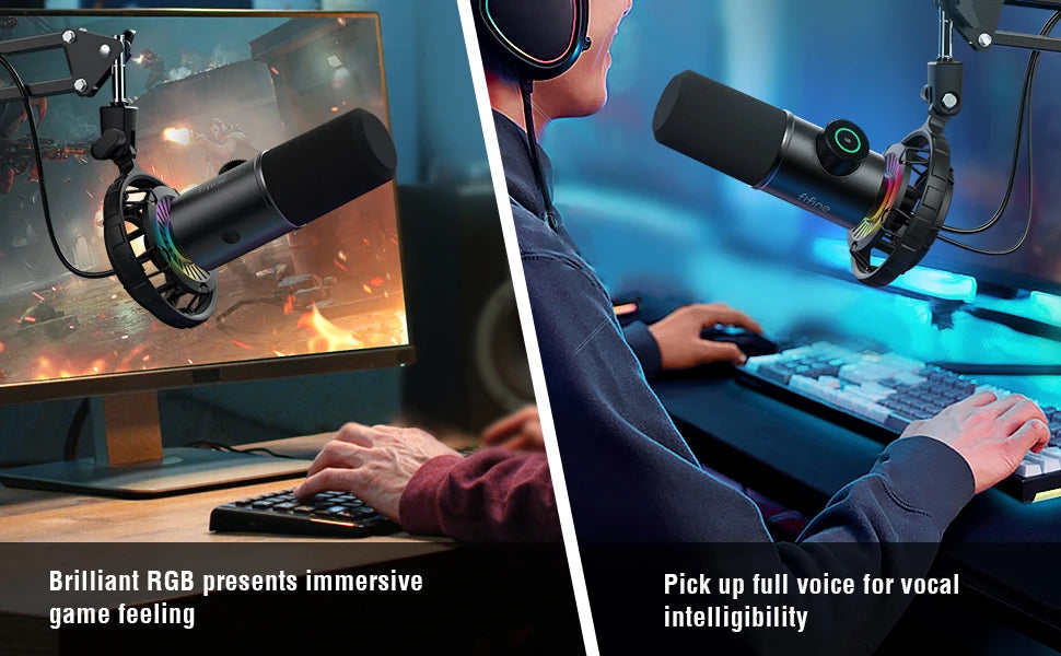 FIFINE K658 — Microphone USB Gaming LED RGB Bouton Muet PC & Tablette