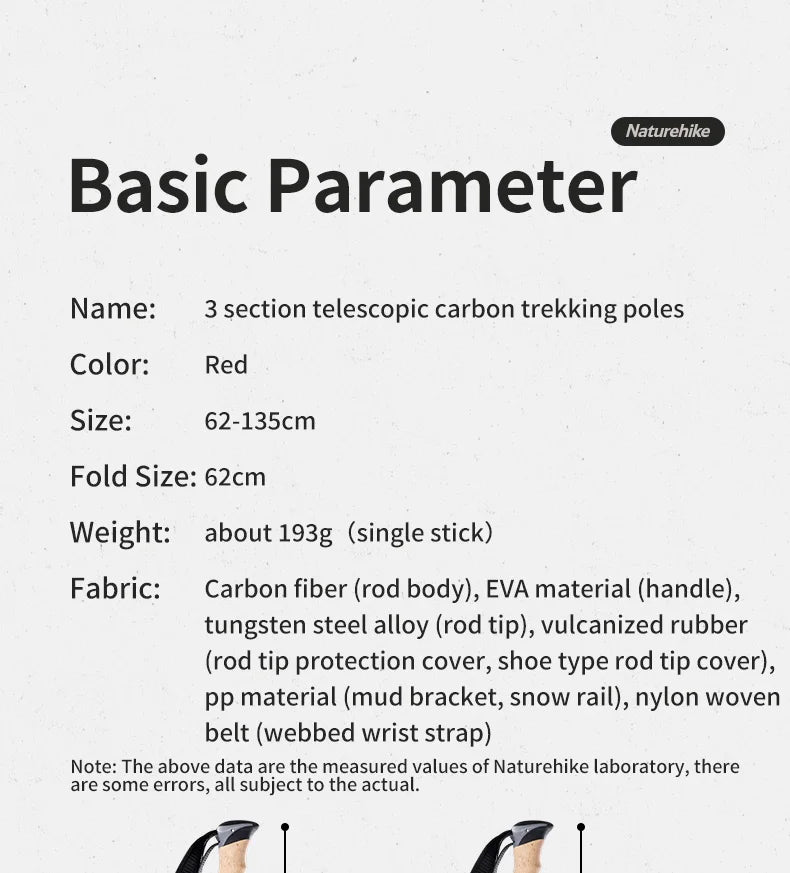 Naturehike baton de randonnée 2 pièces baton telescopique Fibre de carbone baton de marche randonnée léger accessoir randonnee Bâton d'escalade canne telescopique baton marche nordique carbone canne pliable randonnée