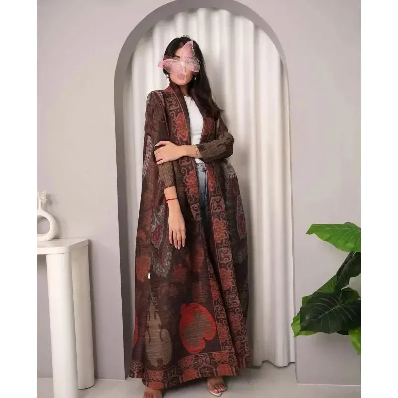KAF femmes mode Abaya Vintage imprimé Cardigan conception ample grande taille élégante femme luxe Robe printemps automne modèle