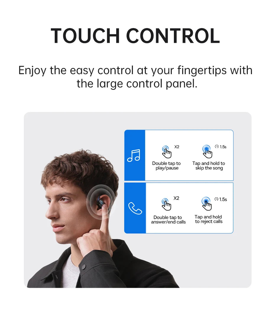 Écouteurs Sans Fil Sport Oreille Ouverte Bluetooth 5.4 — Crochets, Grandes Basses, 60h