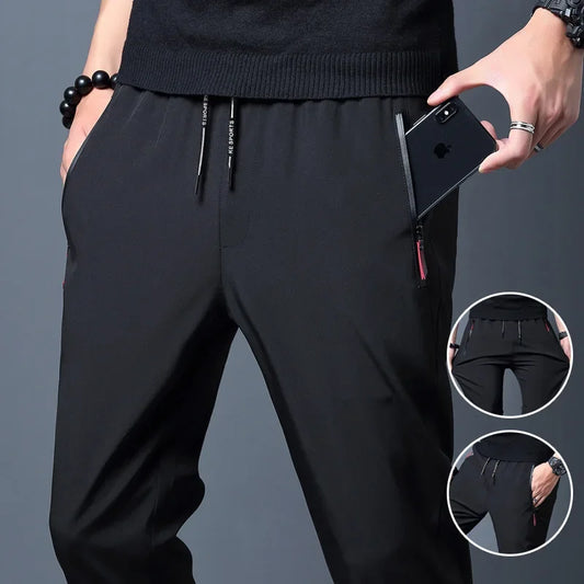 Pantalón casual de hombre elástico corte ajustado cintura elástica chándal coreano clásico azul negro gris hombre marca pantalón talla grande