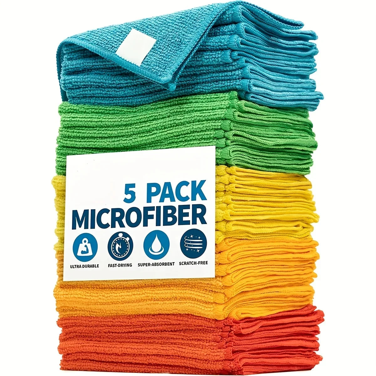 5/10/20/50pcs chiffon de nettoyage en microfibre, chiffon à vaisselle chiffon ménager cuisine salle de bain serviette de nettoyage serviette absorbante Durable