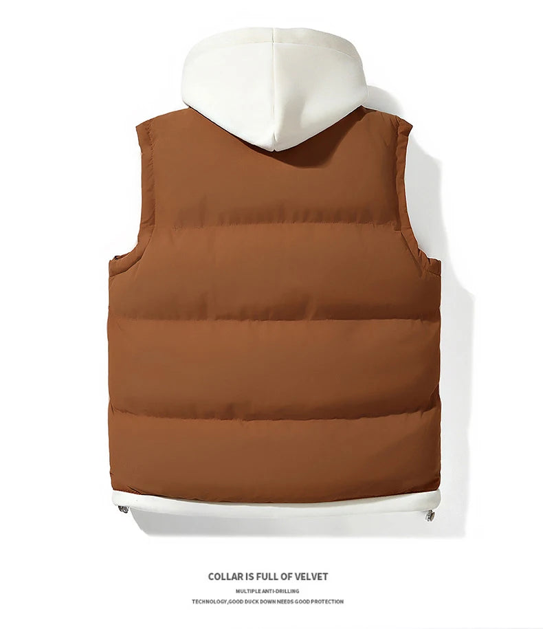 Veste d'hiver à capuche pour hommes, manteau en duvet de coton, gilet épais, gilet chaud, manteau décontracté