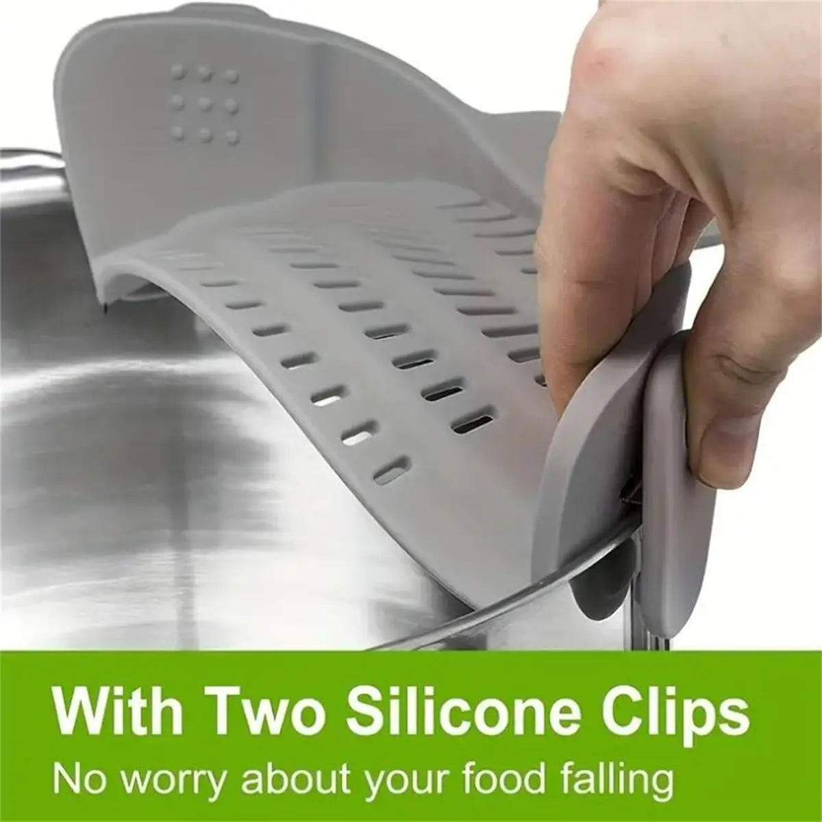 Adjustable Silicone Clip-On Colander, Pots and Bowls, Proximity Strainer, Noodle and Pasta Liner, 1PC