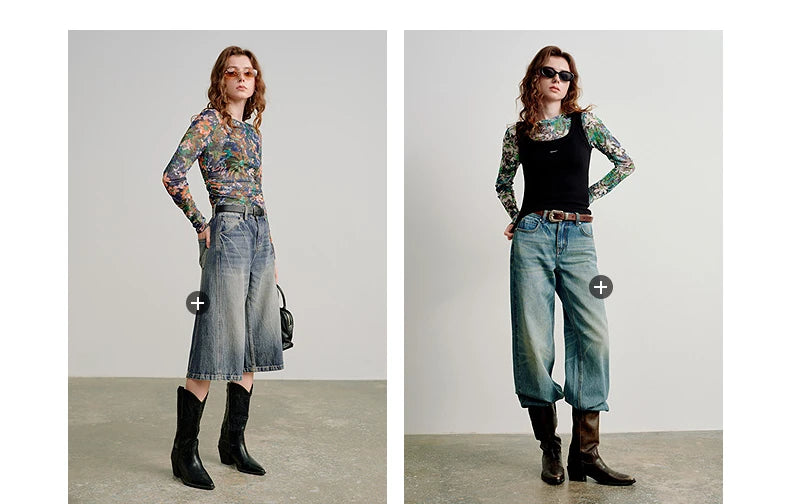 T-shirt femme en maille imprimé 2026 — printemps, taille découpée, Y2K, hauts courts