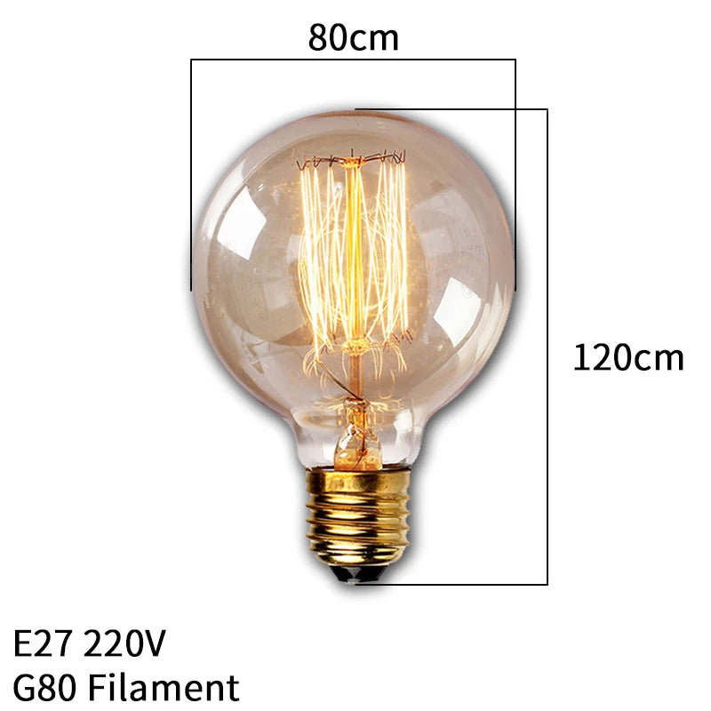 Bombilla retro Edison regulable E27 40W 110V 220V Lámpara incandescente de filamento vintage Bombilla decorativa