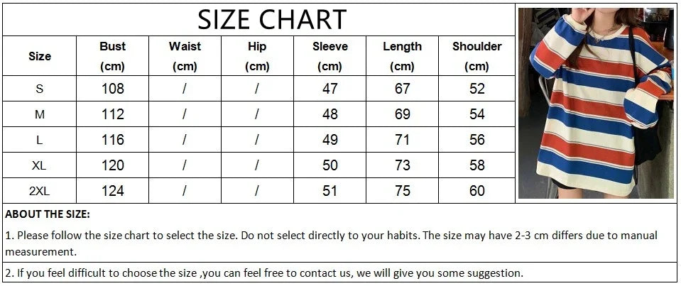 T-shirts pour femmes, vêtements féminins, sweat-shirt Y2K, mode quatre saisons 2026, tee-shirt à manches longues ample, t-shirt graphique rayé pour couple