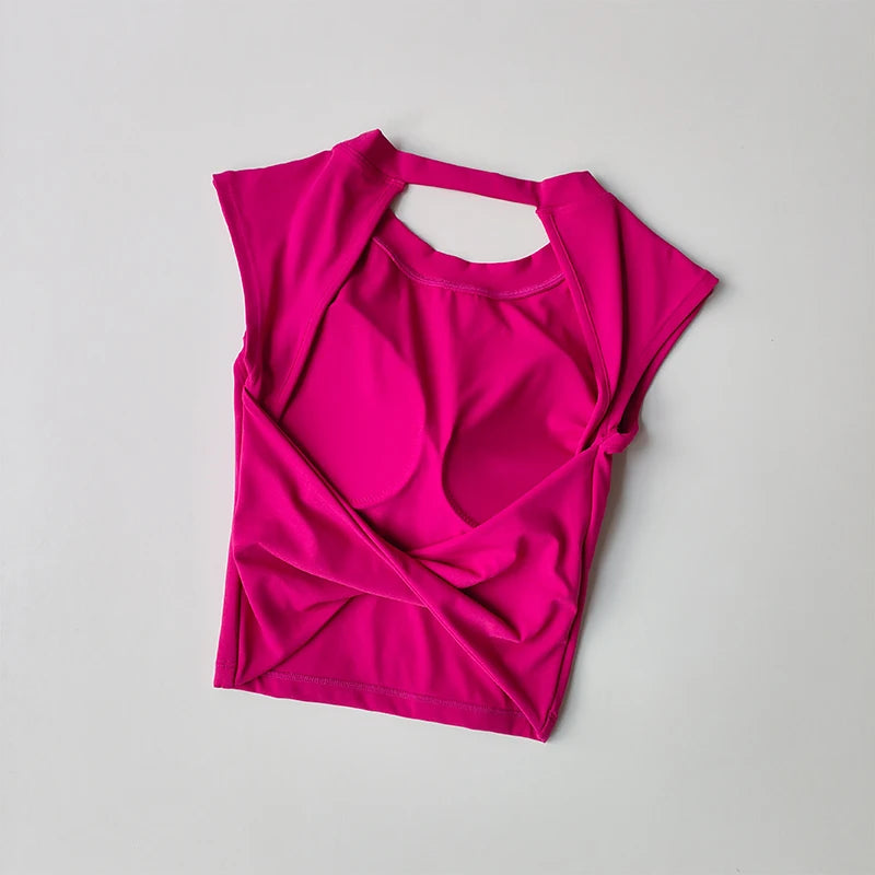 Top de tirantes deportivo sexy para mujer, con almohadillas para el pecho, esmalte cubierto, secado rápido, yoga adelgazante, top ajustado, ropa