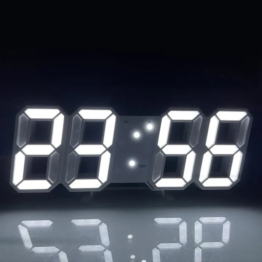 Horloge murale numérique LED 3D lumineuse avec prise USB – Décoration créative pour la maison