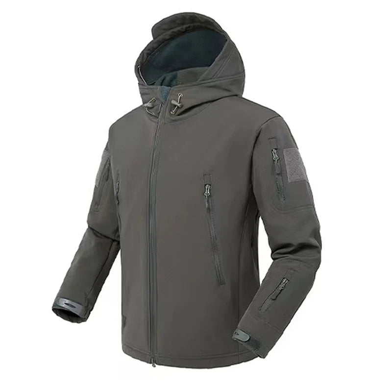 Chaqueta polar SoftShell para hombre, cortavientos con capucha para pesca, senderismo, camping, escalada, esquí, pantalones cálidos para otoño e invierno
