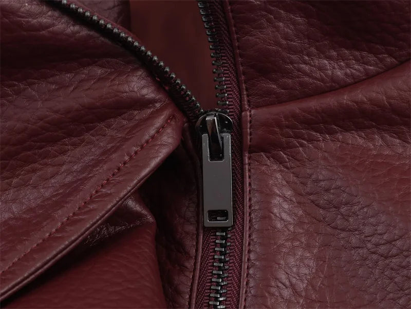 Veste femme automne 2025 nouveau noir à manches longues galets Faux cuir veste moto Style personnalité mode