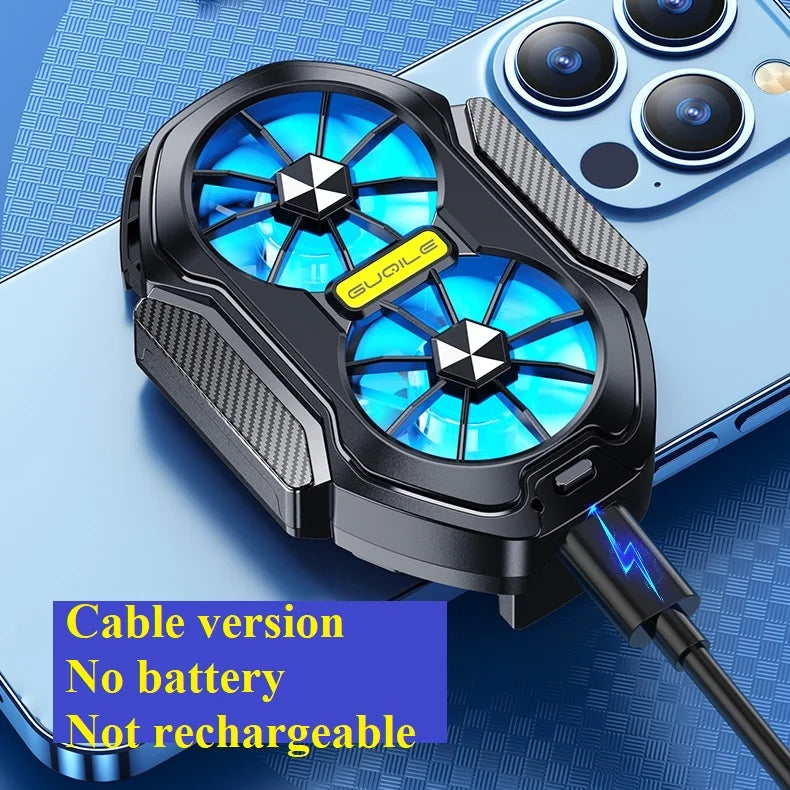 Radiateur de refroidissement téléphone double ventilateur rechargeable — clip, bouton de jeu, longue durée