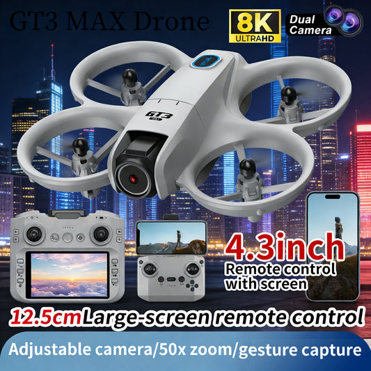Nouveau drone GT3 8K HD avec télécommande, mode sans tête, hélicoptère 360 °   Mini drone jouet Flip FPV 5G WIFI Quadcopter pour enfants, cadeaux