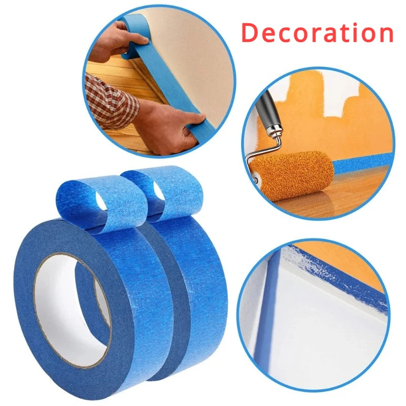 Juego de 3 rollos de cinta de pintor multiusos, 20 m/rollo, enmascaramiento, fácil de quitar, seguridad, pintura mural, manualidades, arte, construcción, hogar