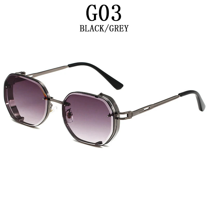 Lunettes de soleil carrées punk pour hommes, nuances rétro, luxe, mode vintage, steampunk, 2023