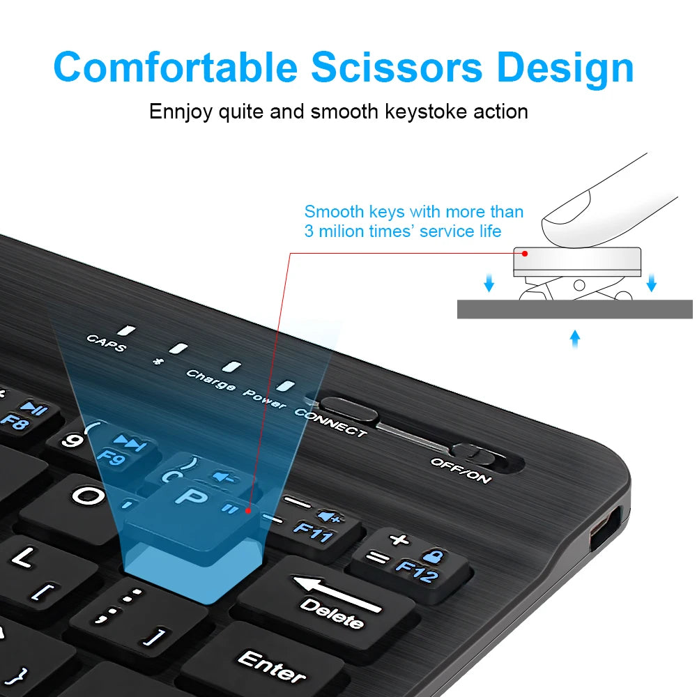 Teclado inalámbrico Bluetooth 5.1 Mini teclado de 200mAh teclado recargable teclado de juegos para portátil tableta Android iOS Windows