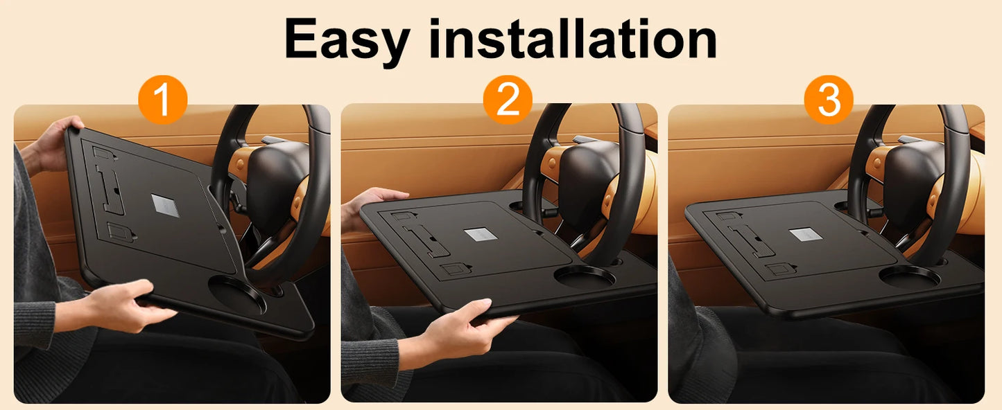 Eary – bureau à volant de voiture pour ordinateur portable, accessoires de voyage sur route, Table pour hommes et femmes, plateau de travail pour manger avec porte-boissons