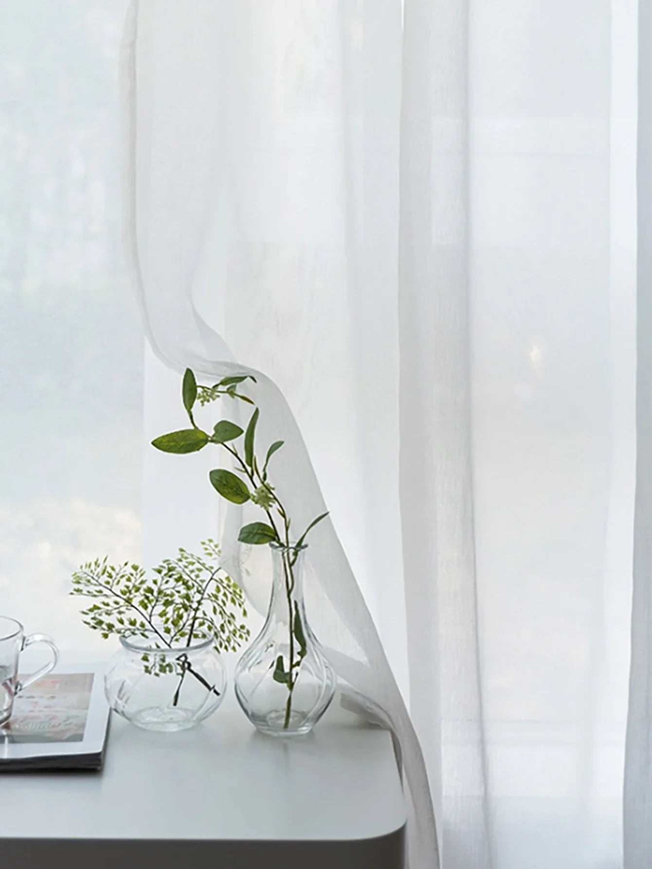 Rideau transparent moderne de couleur unie, rideaux de fenêtre pour salon, chambre à coucher, maison, haut à œillets pour écran de fenêtre français, 1 pièce