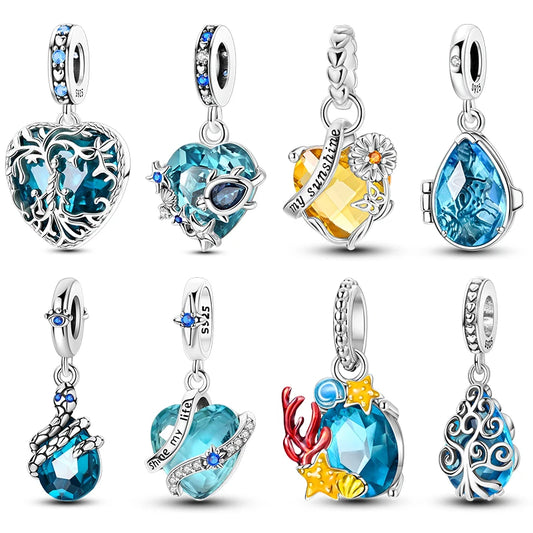 925 Sterling Silver Charms, Pearl Pendants, Tree of Life, Turtle, Love, Gemstones, Sunflower, for Women, Bracelet, Gift Jewelry, New Collection