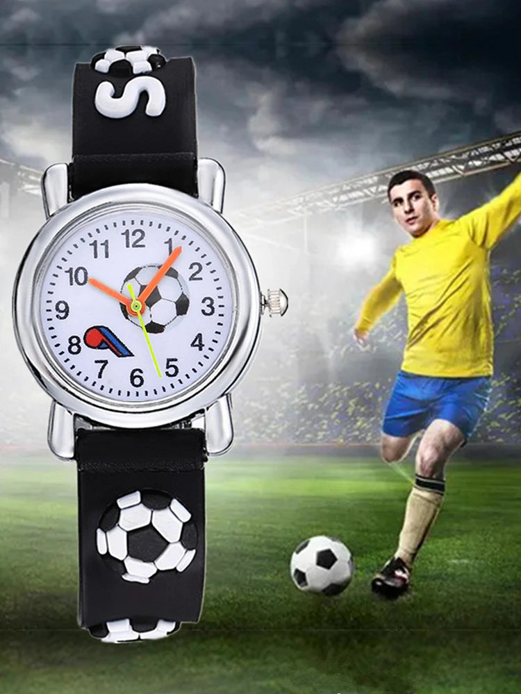Montres de Football en Silicone pour enfants, Design Unique, Montre-bracelet à Quartz pour garçons, cadeau d'anniversaire