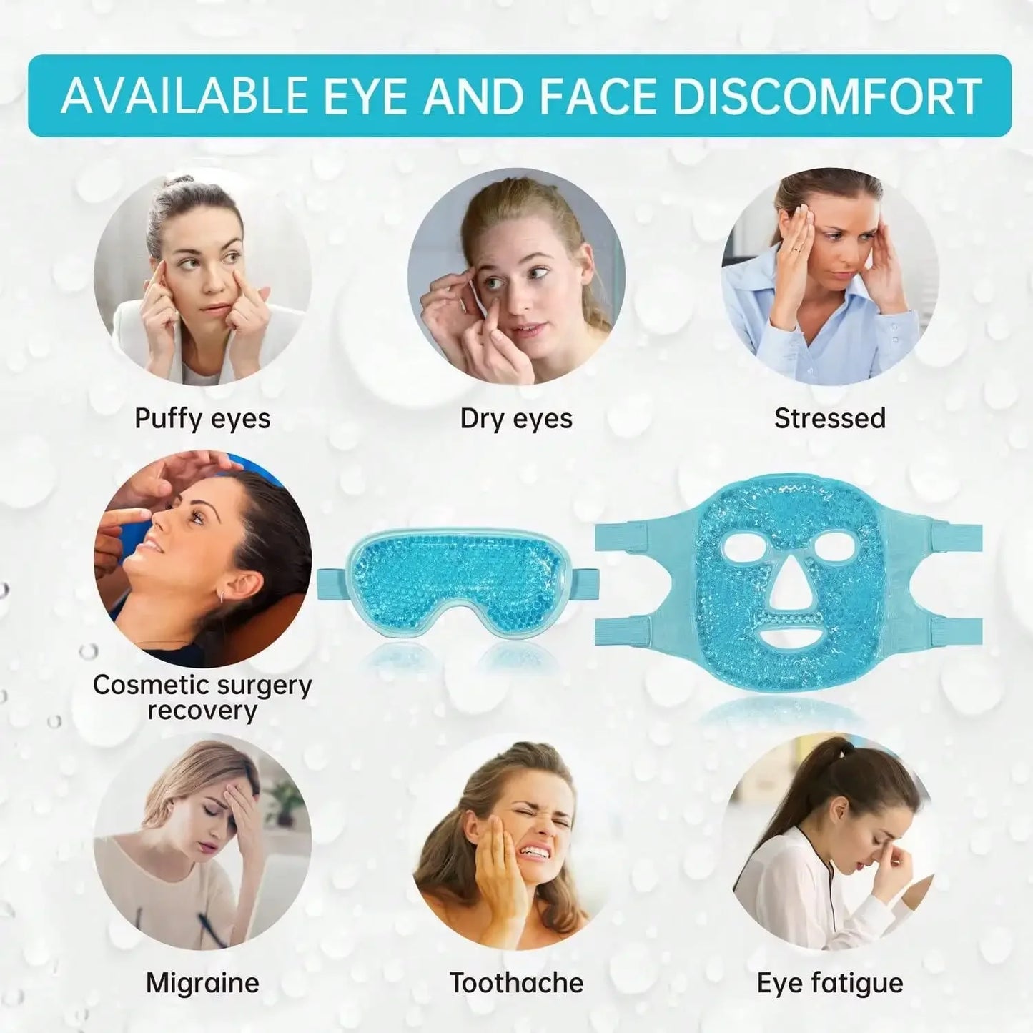 Ice cooling gel face mask eye mask hot and cold facial mask gel beads cold face eye mask ice pack, compress sleep FaceSPA
