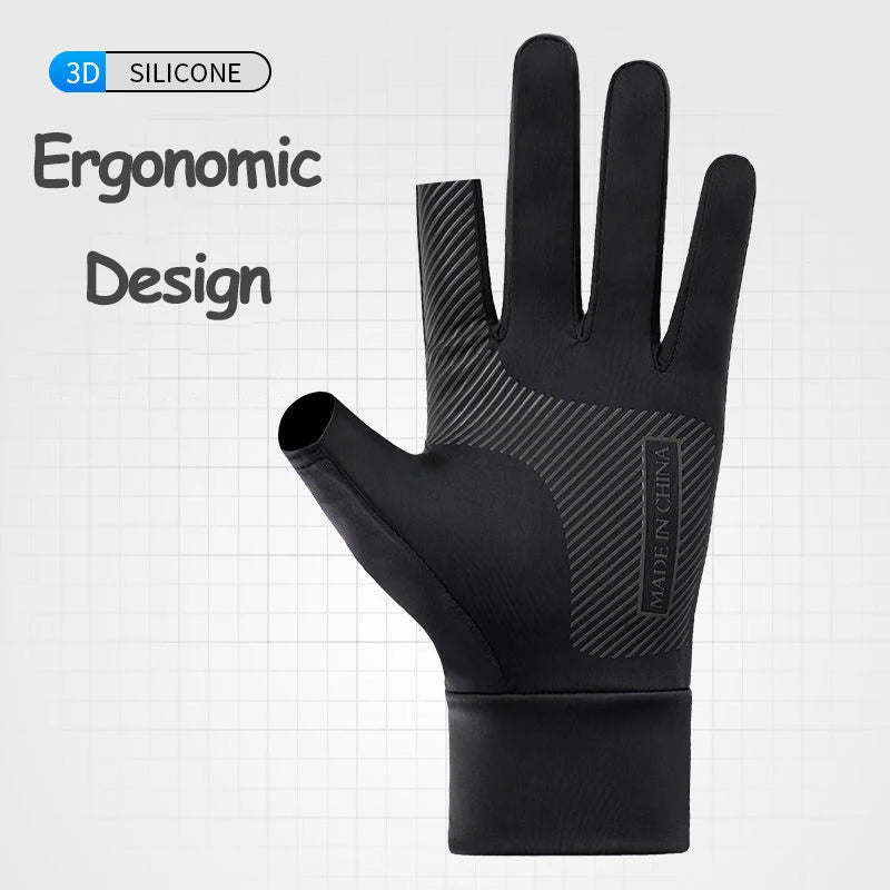 Gants de pêche en soie glacée pour printemps et été, Protection solaire pour hommes et femmes, randonnée, cyclisme, Camping, écran tactile antidérapant, élastique