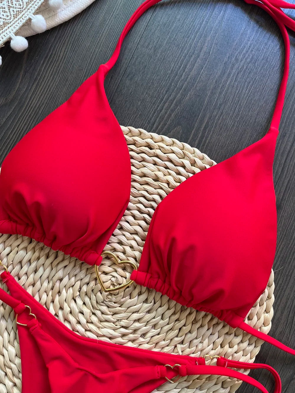 RUOTONSEPT-Maillot de bain deux pièces sexy pour femme, bikini brésilien, couleur unie, col licou, triangle, culotte tanga