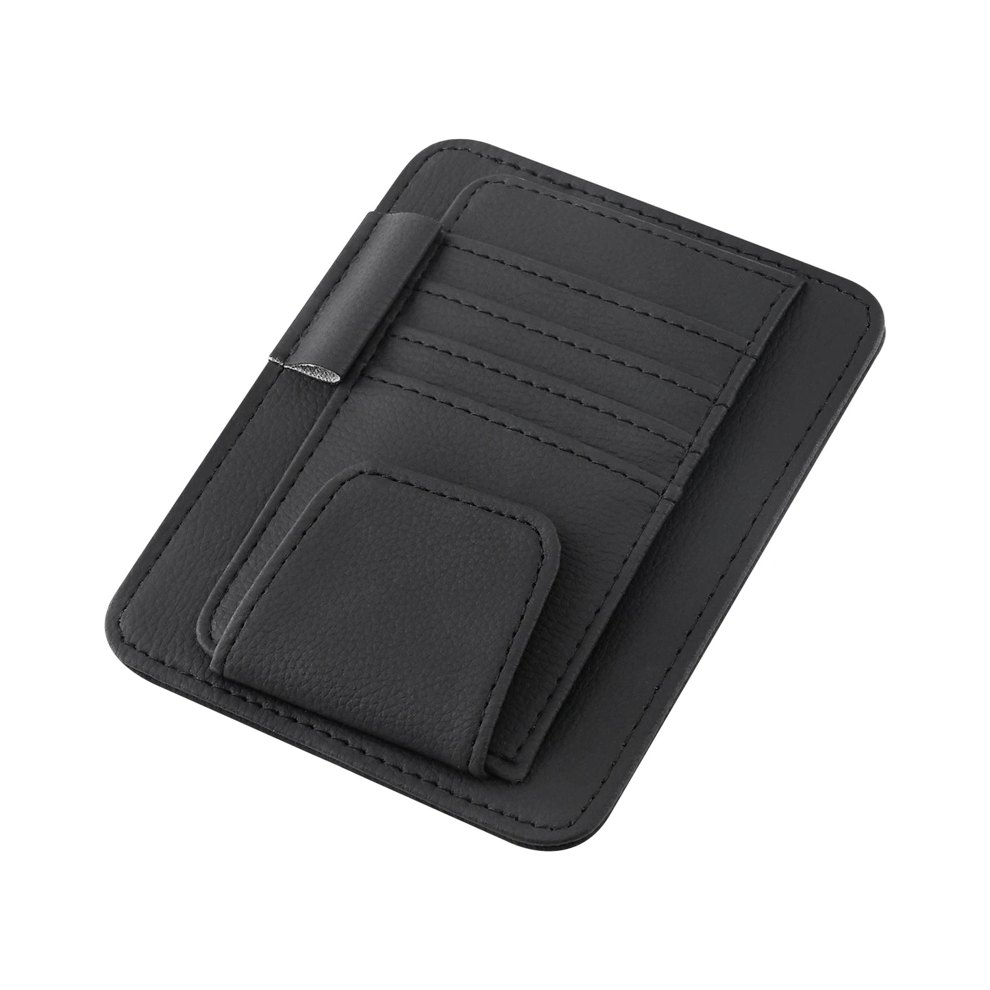Organizador de visera para coche, bolsa multi-bolsillo, tarjetero, gafas, soporte de almacenamiento, resistente a los arañazos, soporte de visera automático para interior de coche