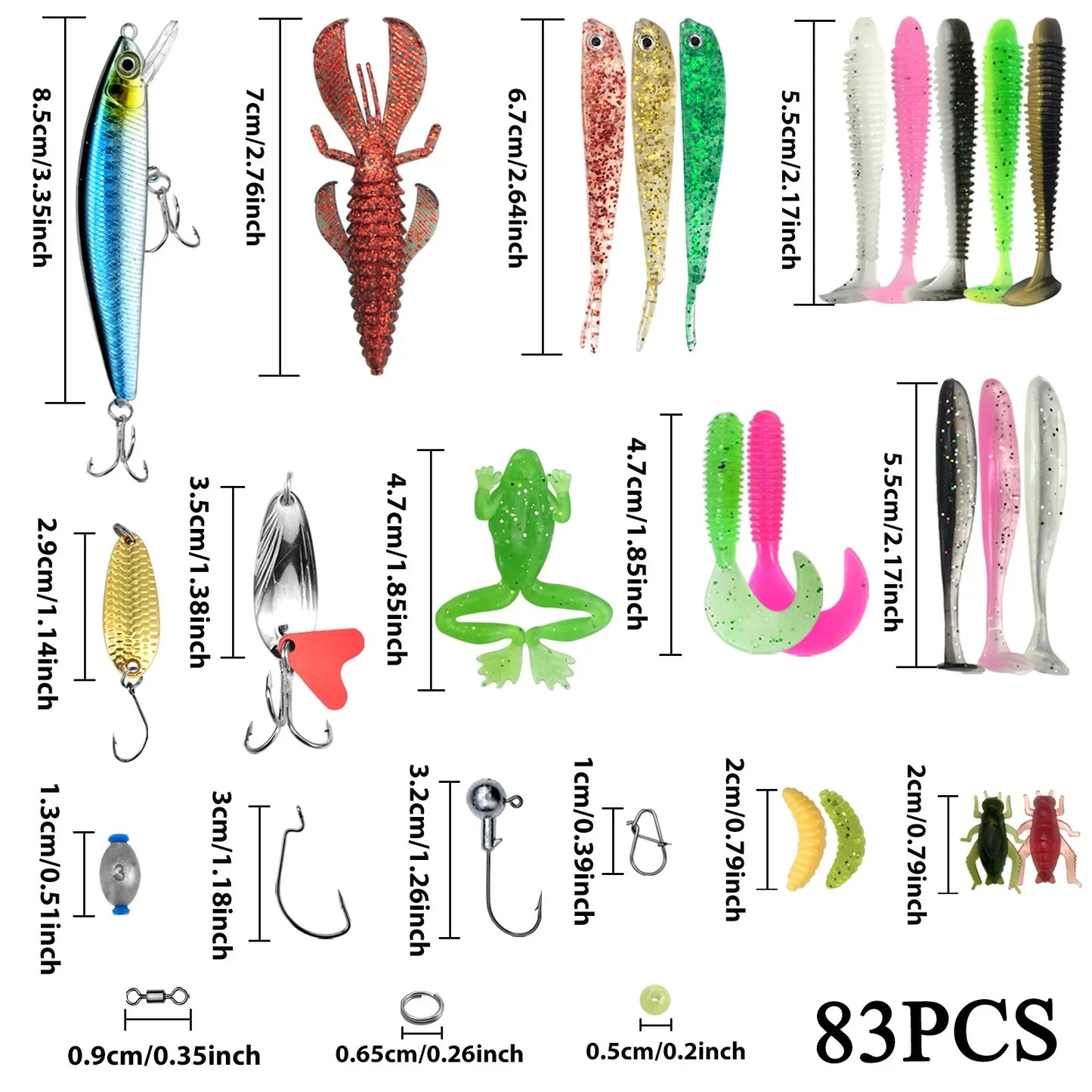 Kit de leurres de pêche pour truite, brochet, basse, multi-leurre, ensemble de matériel superposé, équipement professionnel, 83/133/193/239/409 pièces