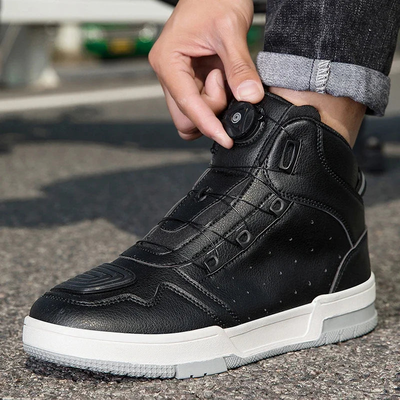 Chaussures Moto & Vélo Homme Cuir Antidérapantes — Route & Montagne