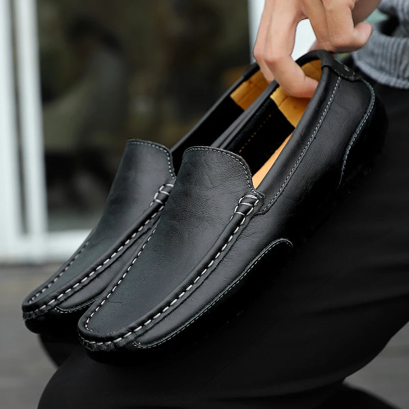 Mocassins Respirants en Cuir Véritable Homme — Confort Été