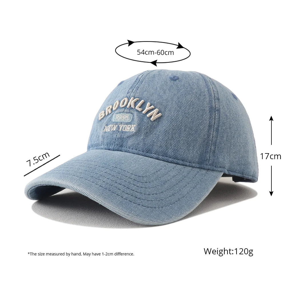 2025 New Vintage Denim Visors Hat Fashion Jean Baseball Cap Unisex Letter Embroidery Hip Hop Snapback Caps Cool Cap