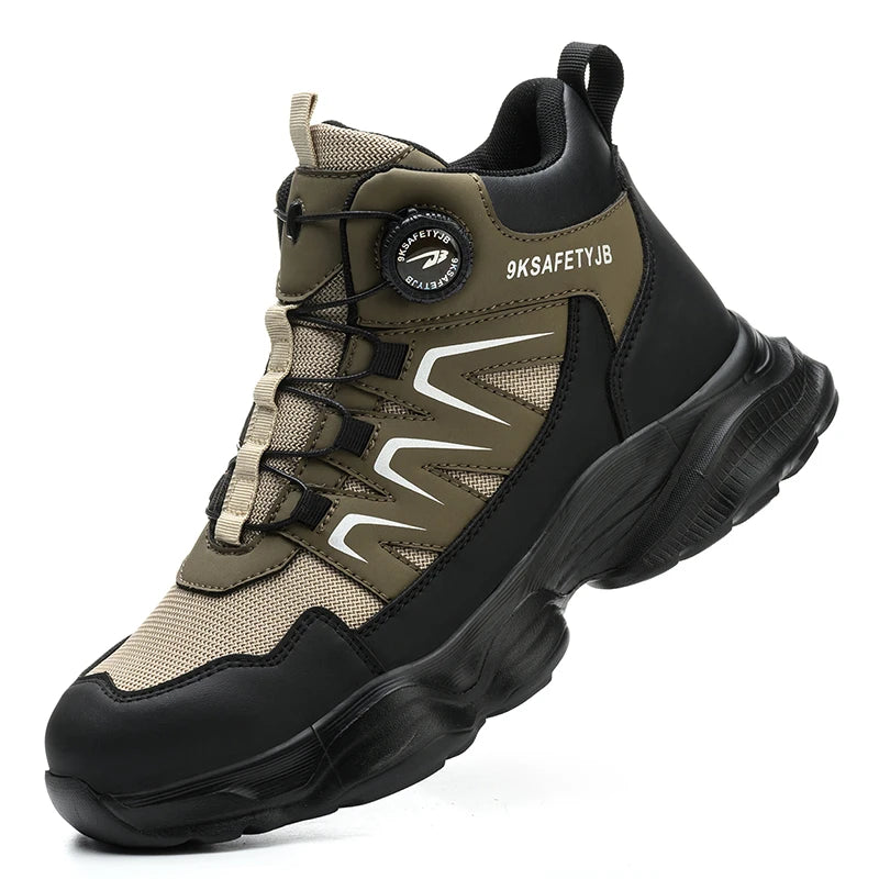 Nuevas botas de seguridad para hombre, zapatos de trabajo indestructibles, zapatillas con punta de acero, botas de protección anti-aplastamiento y anti-perforación, botas de trabajo tácticas